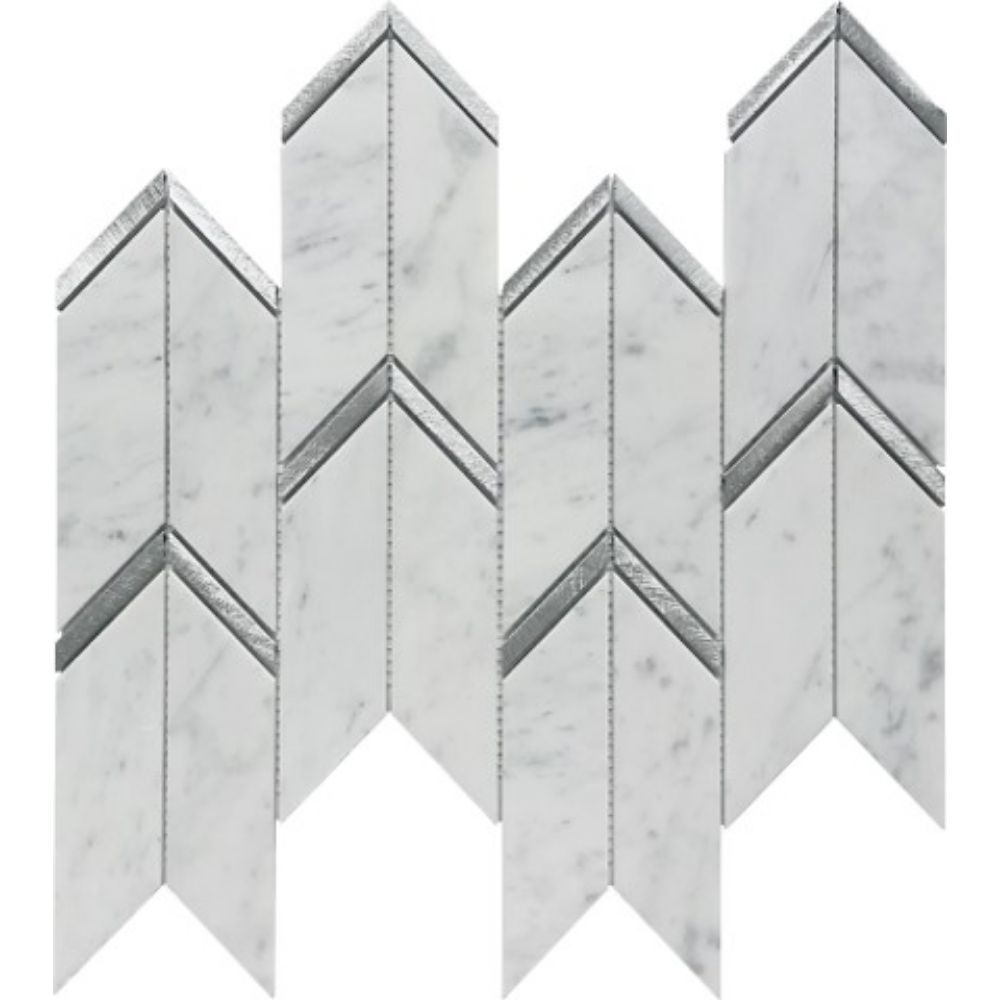 Belluno Designs HAR-1001 Harper 2" x 4.5"  Bianco Carrara Arrow Polished Mosaic Wall Tile